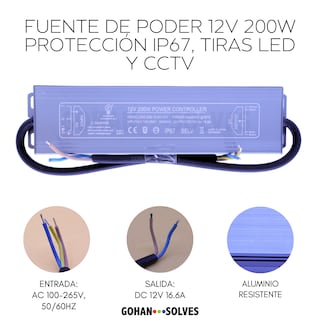 Foto 2 | Fuente De Poder 12v 200w Protección Ip67, Tiras Led Y Cctv