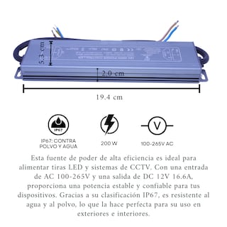 Foto 3 | Fuente De Poder 12v 200w Protección Ip67, Tiras Led Y Cctv