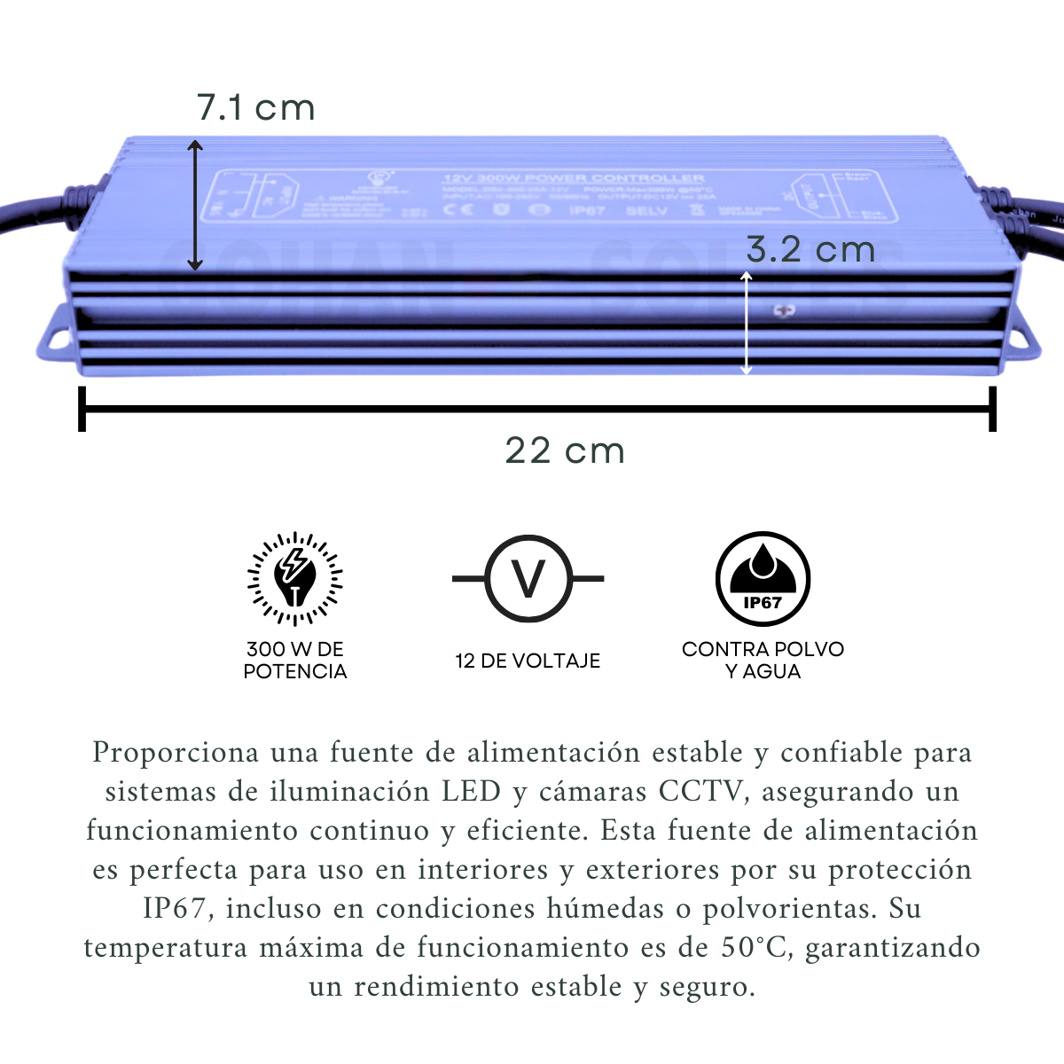 Foto 2 | Fuente De Poder 12v 300w Para Iluminación Led Y Cctv, Ip67