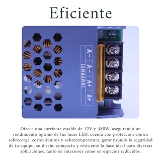 Foto 3 | Fuente 480w Conmutada Interior 12v, Ideal Para Led Y Cctv