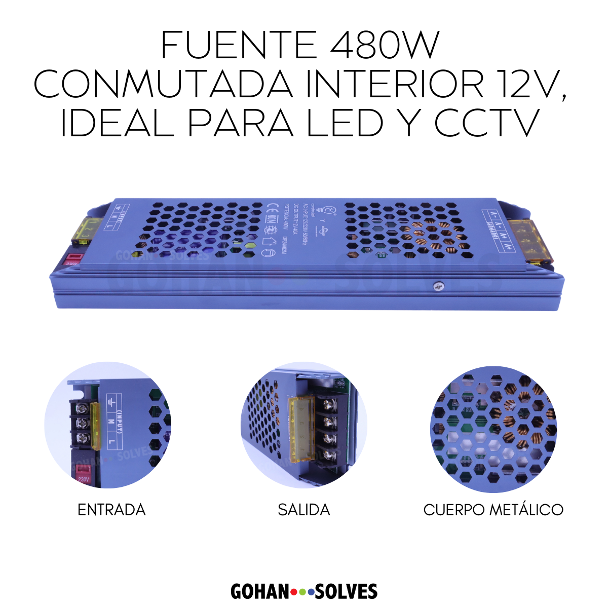 Foto 5 | Fuente 480w Conmutada Interior 12v, Ideal Para Led Y Cctv