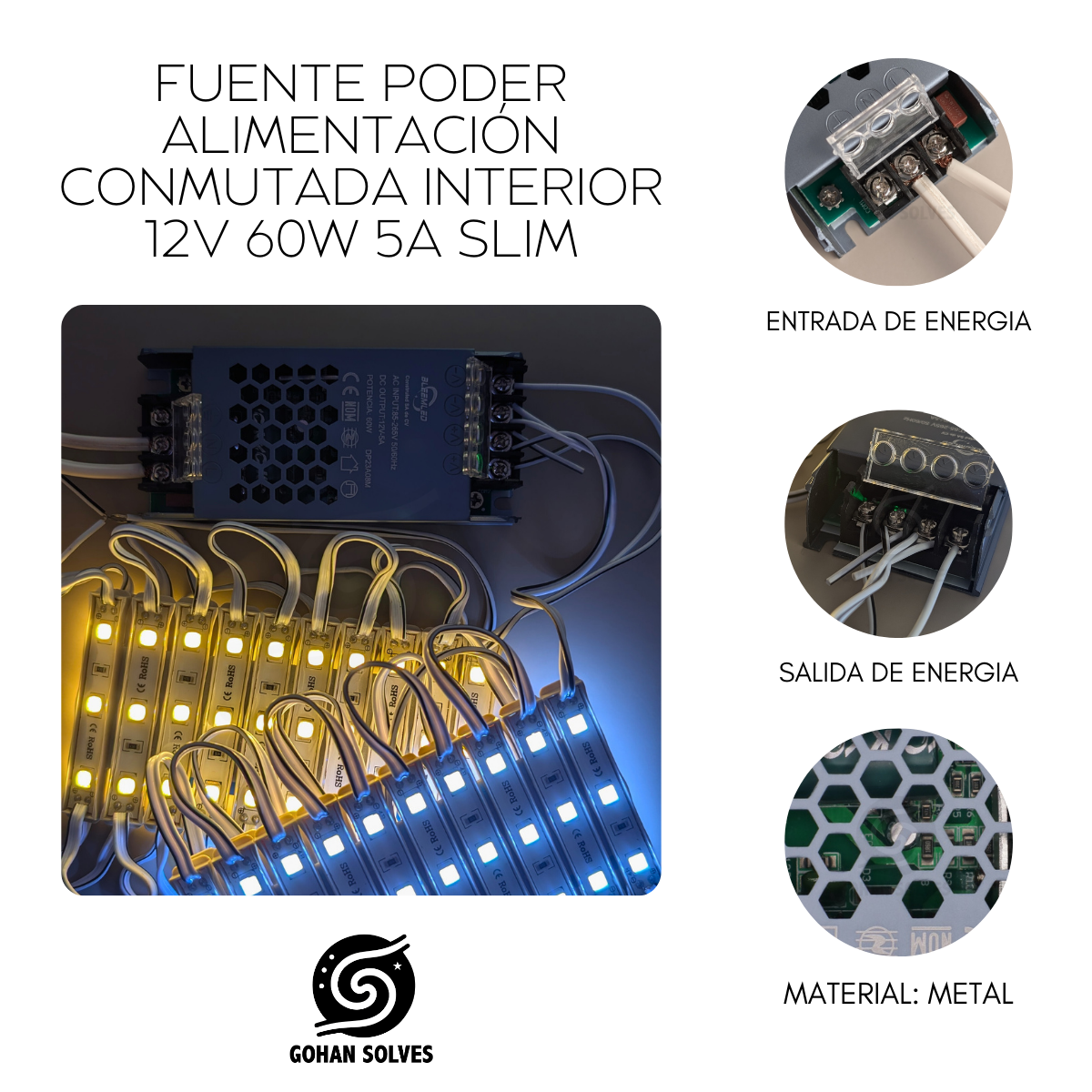Foto 5 | Fuente Poder Alimentación Conmutada Interior 12v 60w 5a Slim