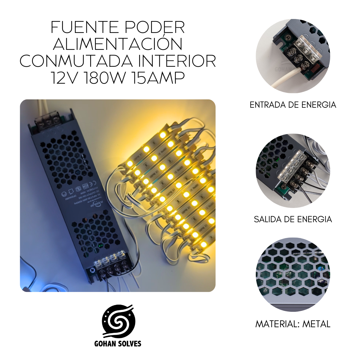 Foto 3 | Fuente De Poder Transformador 12v 15a 180w 85-265v Premium