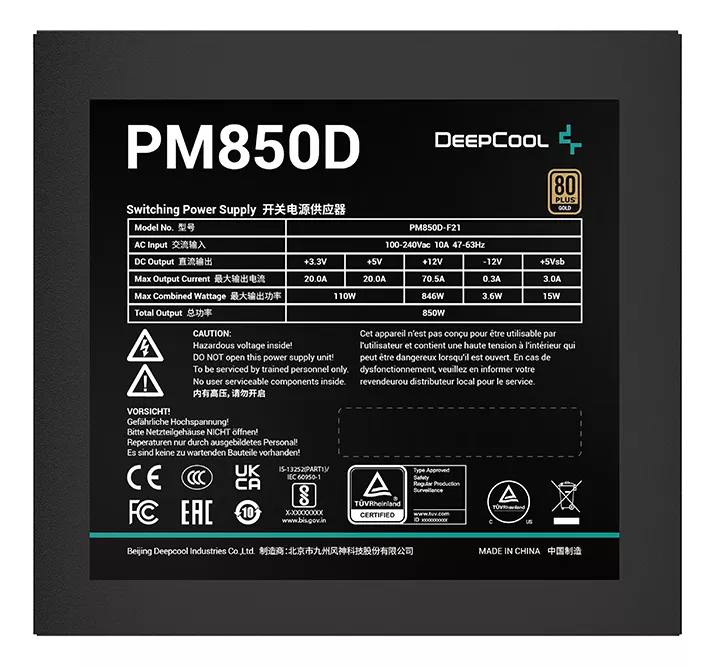 Foto 5 pulgar | Fuente Deepcool Pm850d 850w 80plus Gold Atx No Modular R-pm850d-fa0b-vn