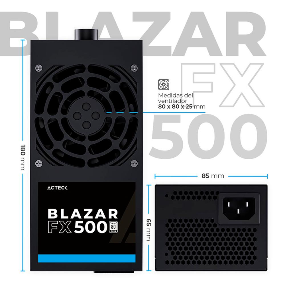 Foto 5 | Fuente De Poder Pc 500w Acteck Blazar Fx500 Tfx Negro Es-05002t