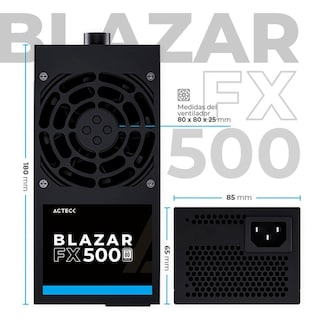 Foto 5 | Fuente De Poder Pc 500w Acteck Blazar Fx500 Tfx Negro Es-05002t