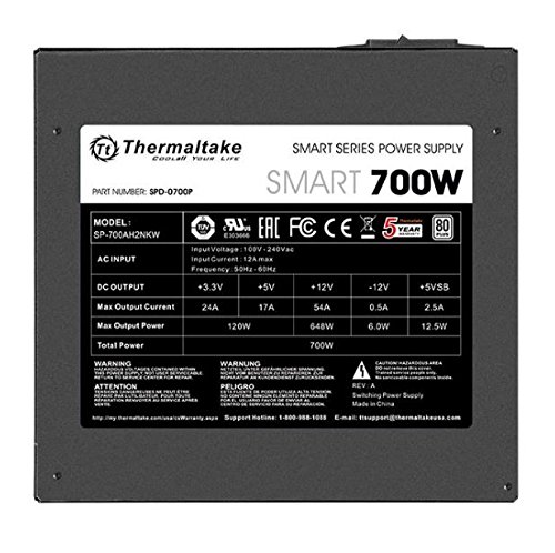 Foto 5 pulgar | Fuente De Alimentación Thermaltake Smart 700w 80+ White Certificada - Venta Internacional.
