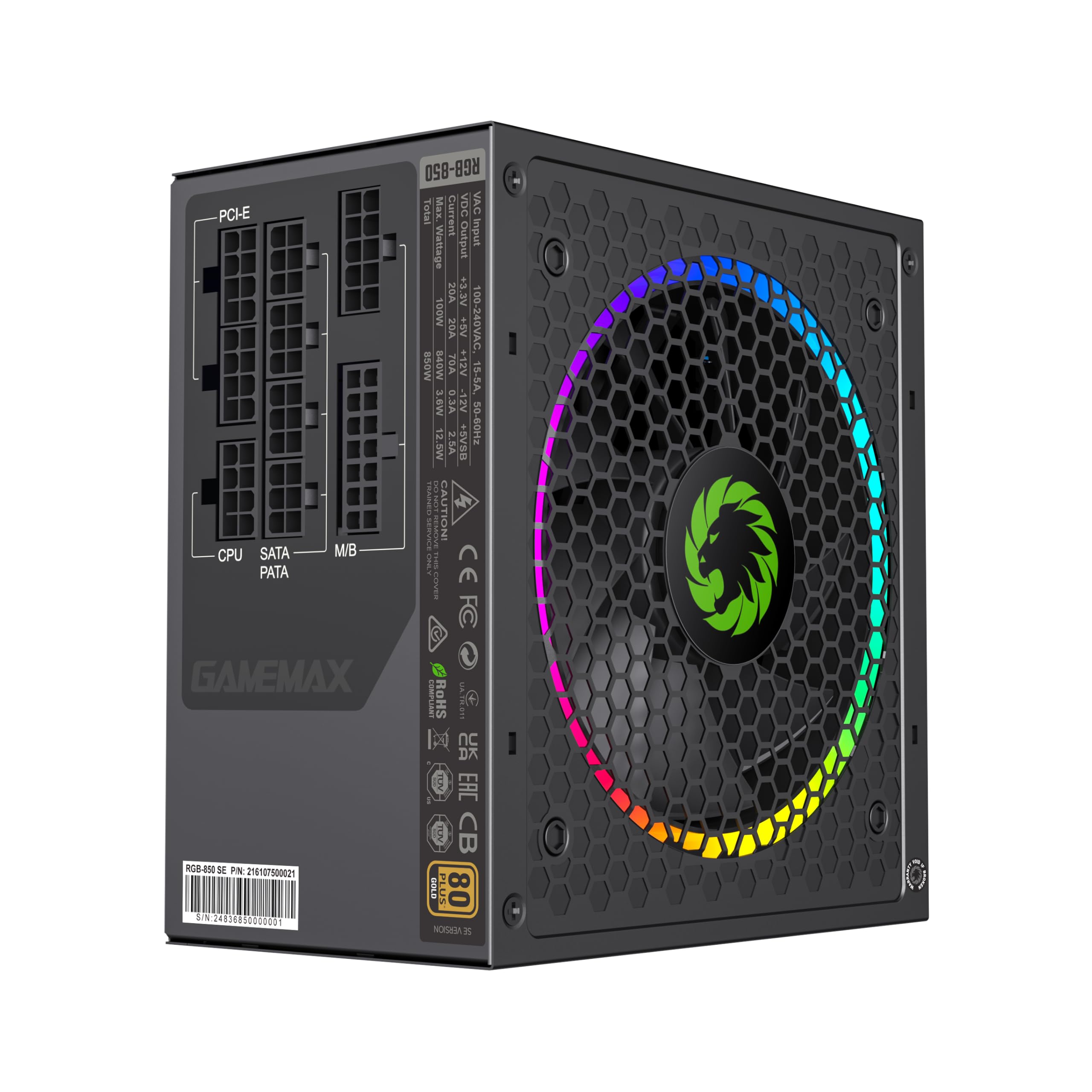 Foto 3 | Fuente De Alimentación Gamemax 850w 80 Plus Gold, Totalmente Modular - Venta Internacional.