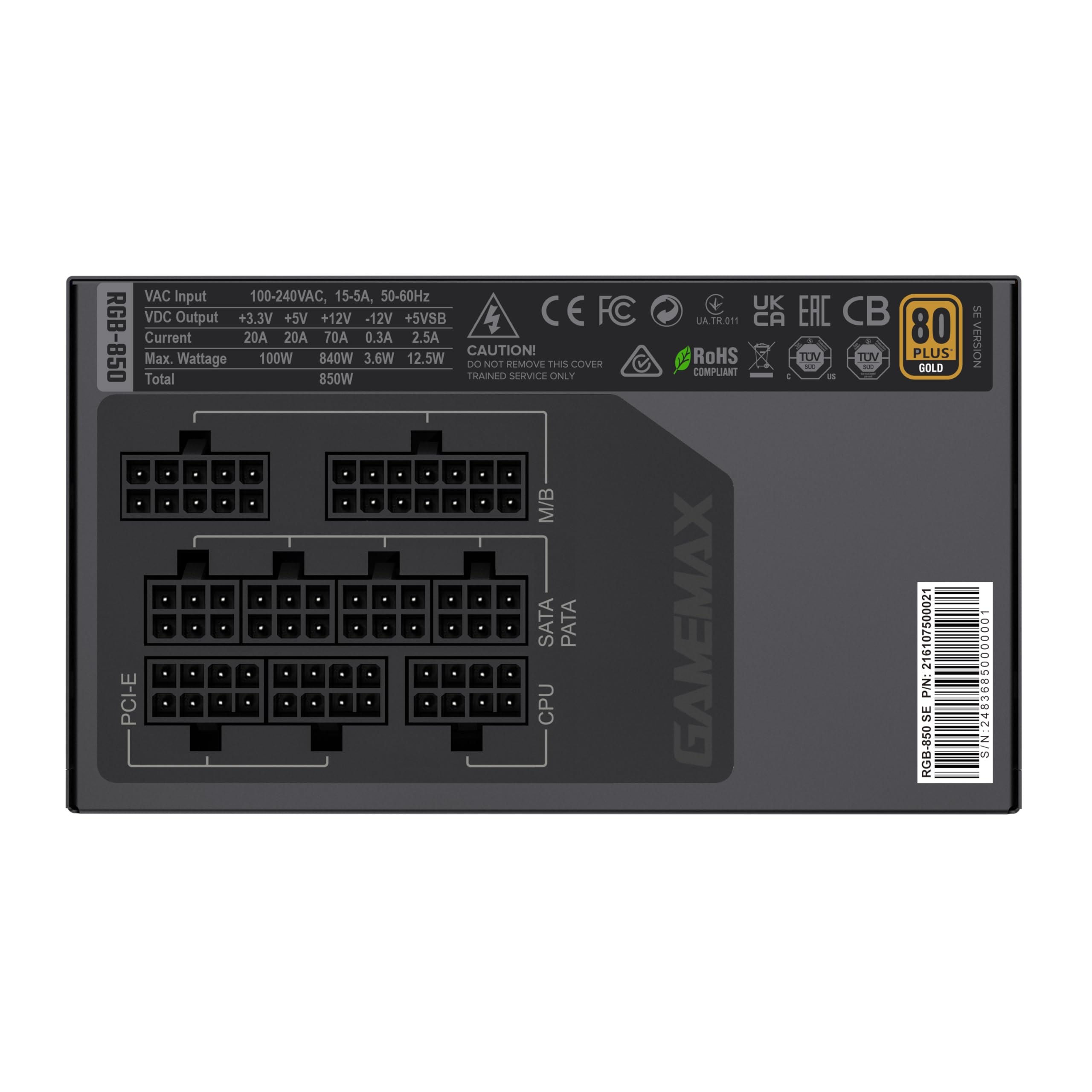 Foto 7 | Fuente De Alimentación Gamemax 850w 80 Plus Gold, Totalmente Modular - Venta Internacional.