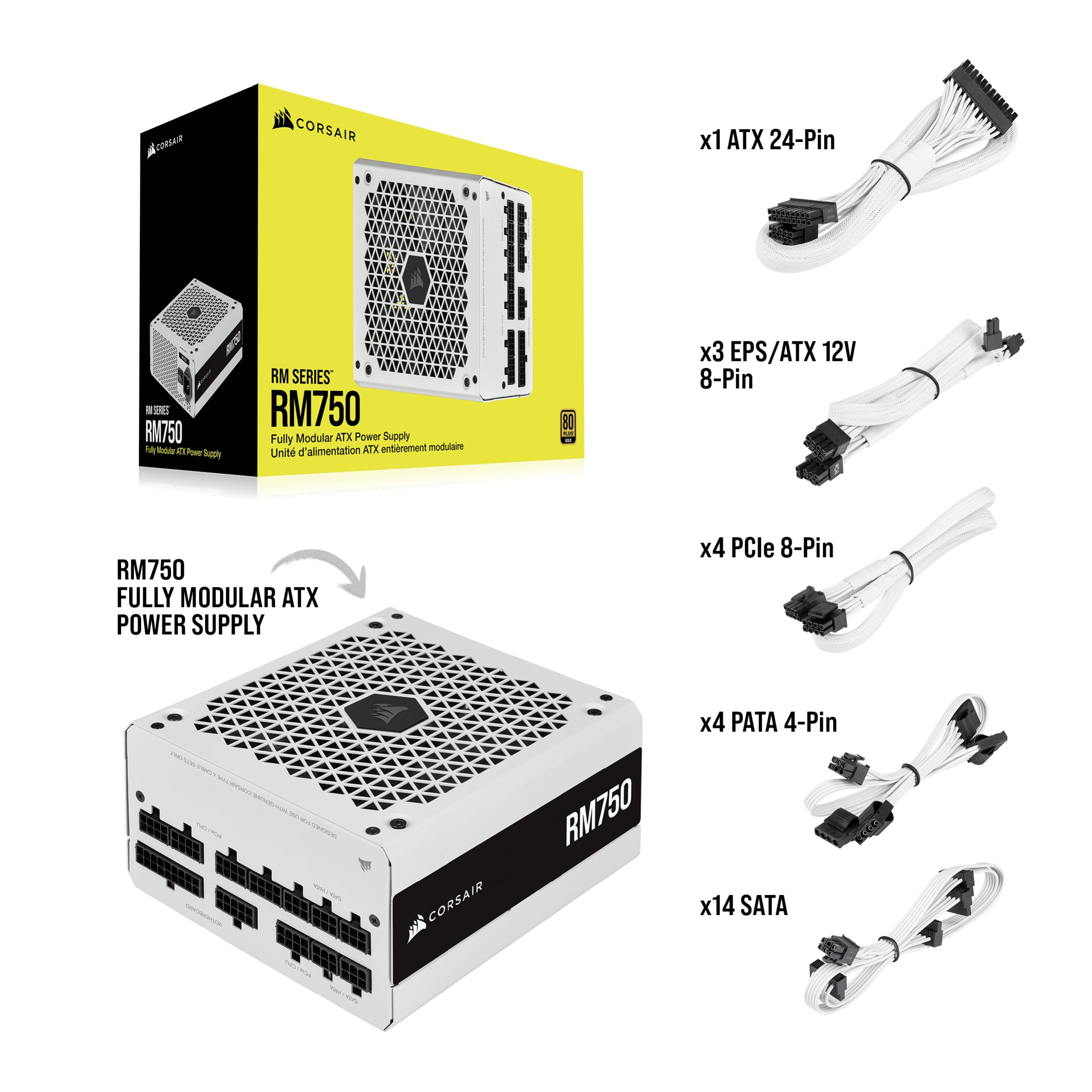 Foto 8 pulgar | Fuente de Alimentación Corsair RM Series 750w 80 Plus Gold White - Venta Internacional