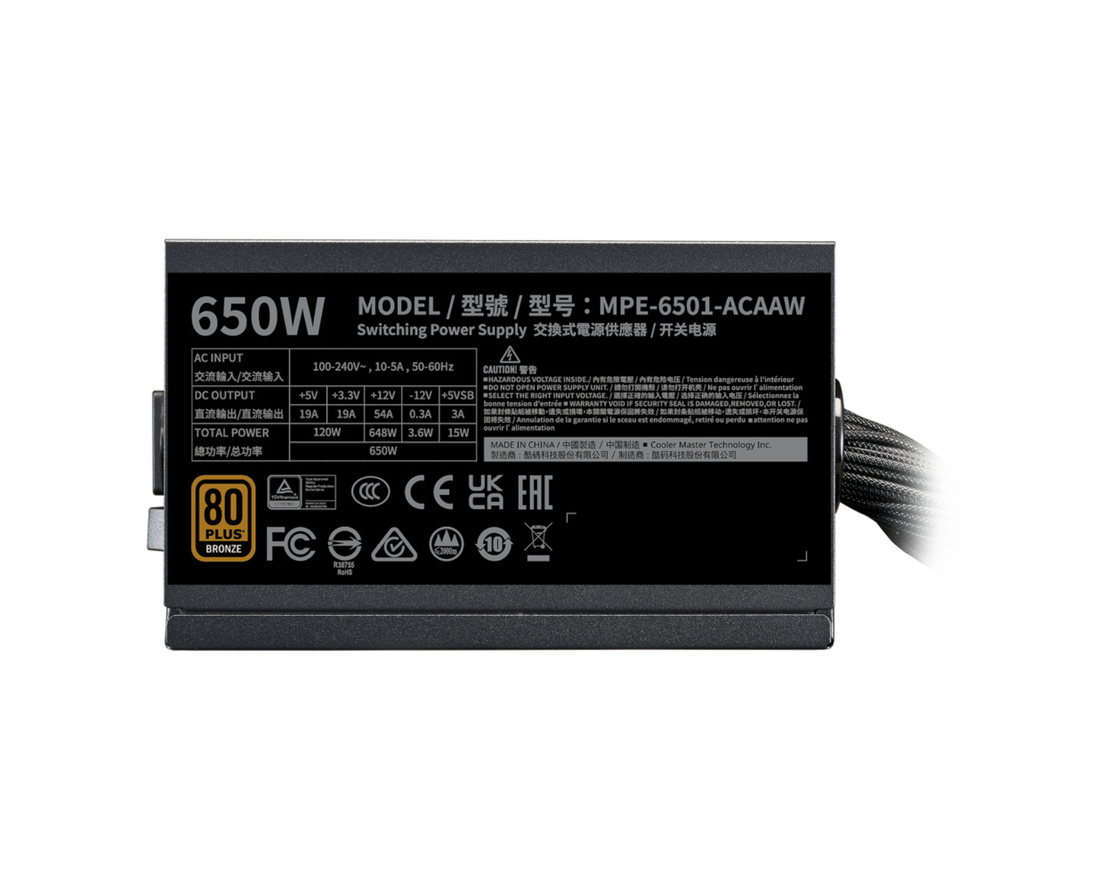 Foto 3 | Fuente De Poder Cooler Master Mwe 650 Bronze V3 80 Plus Bronze 20+4 Pin Atx 120mm 650w