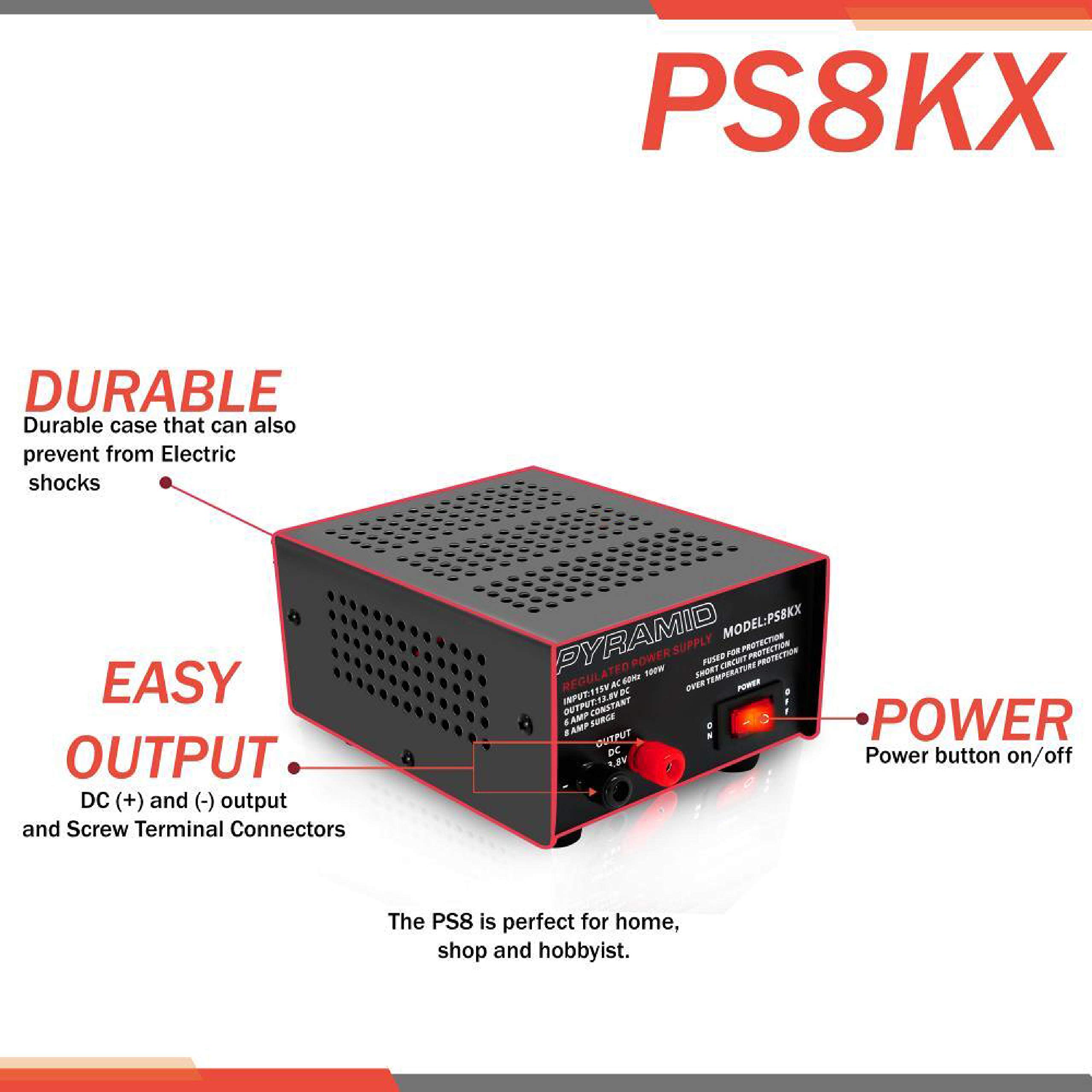 Foto 4 pulgar | Fuente De Alimentación De Sobremesa Pyramid Ps8kx 6a 13.8v Dc 115v Ac 100w - Venta Internacional.