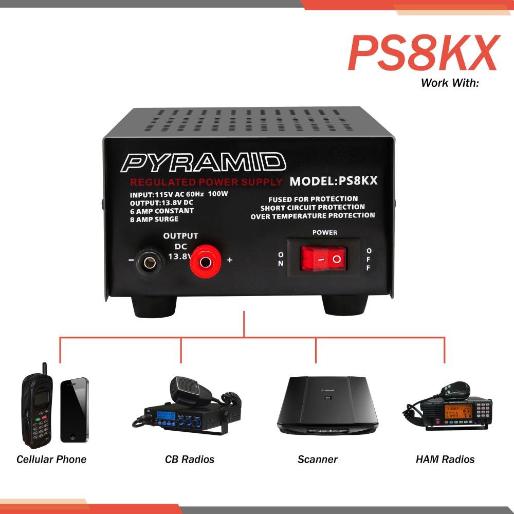Foto 4 | Fuente De Alimentación De Sobremesa Pyramid Ps8kx 6a 13.8v Dc 115v Ac 100w - Venta Internacional.