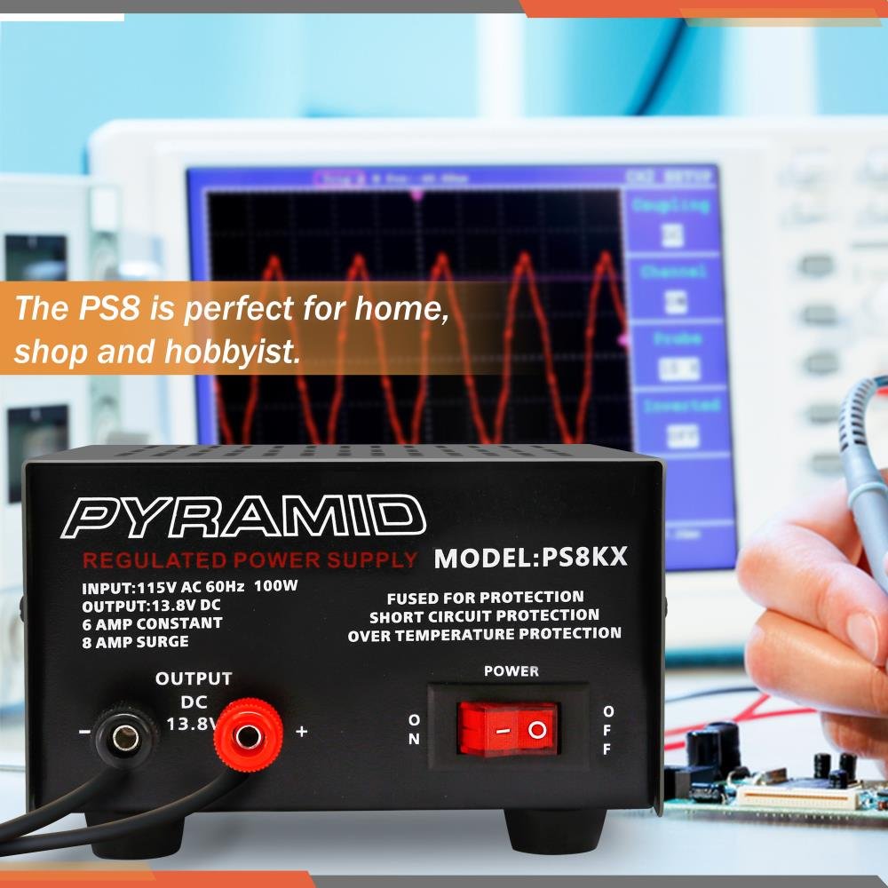 Foto 6 | Fuente De Alimentación De Sobremesa Pyramid Ps8kx 6a 13.8v Dc 115v Ac 100w - Venta Internacional.