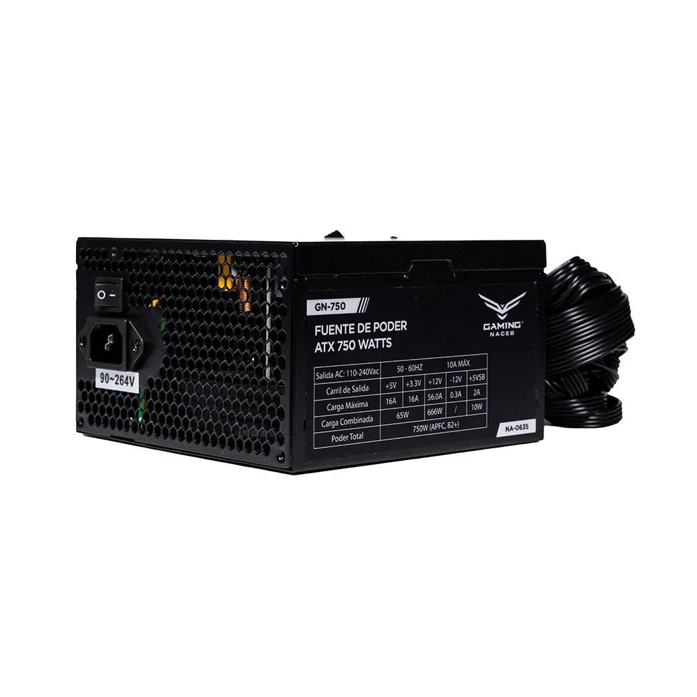 Fuente Naceb 750w 80plus Bronze Atx No Modular Negro Na-0635