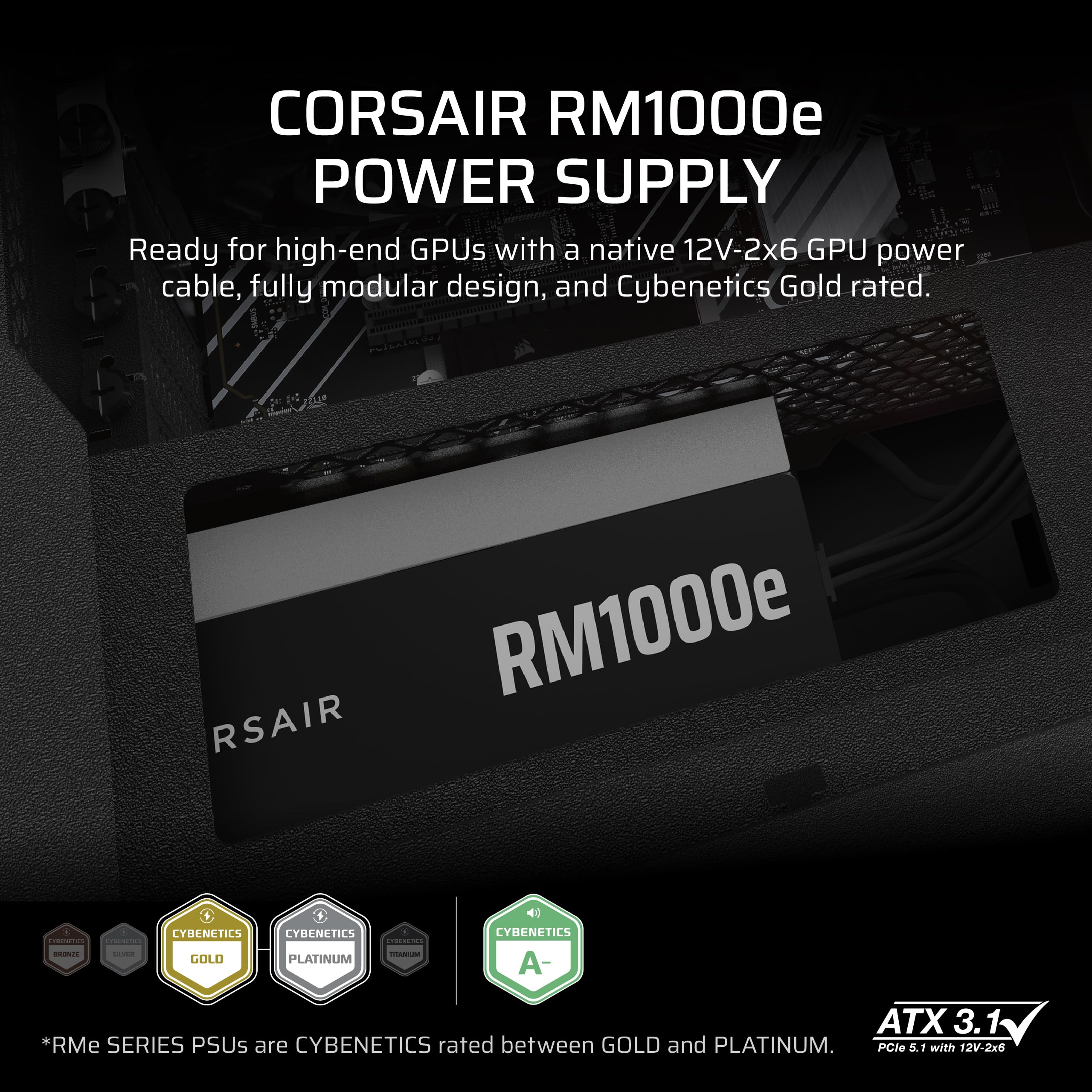 Foto 3 pulgar | Fuente De Alimentación Corsair Rm1000e (2025) 1000w Atx 3.1 Gold - Venta Internacional.