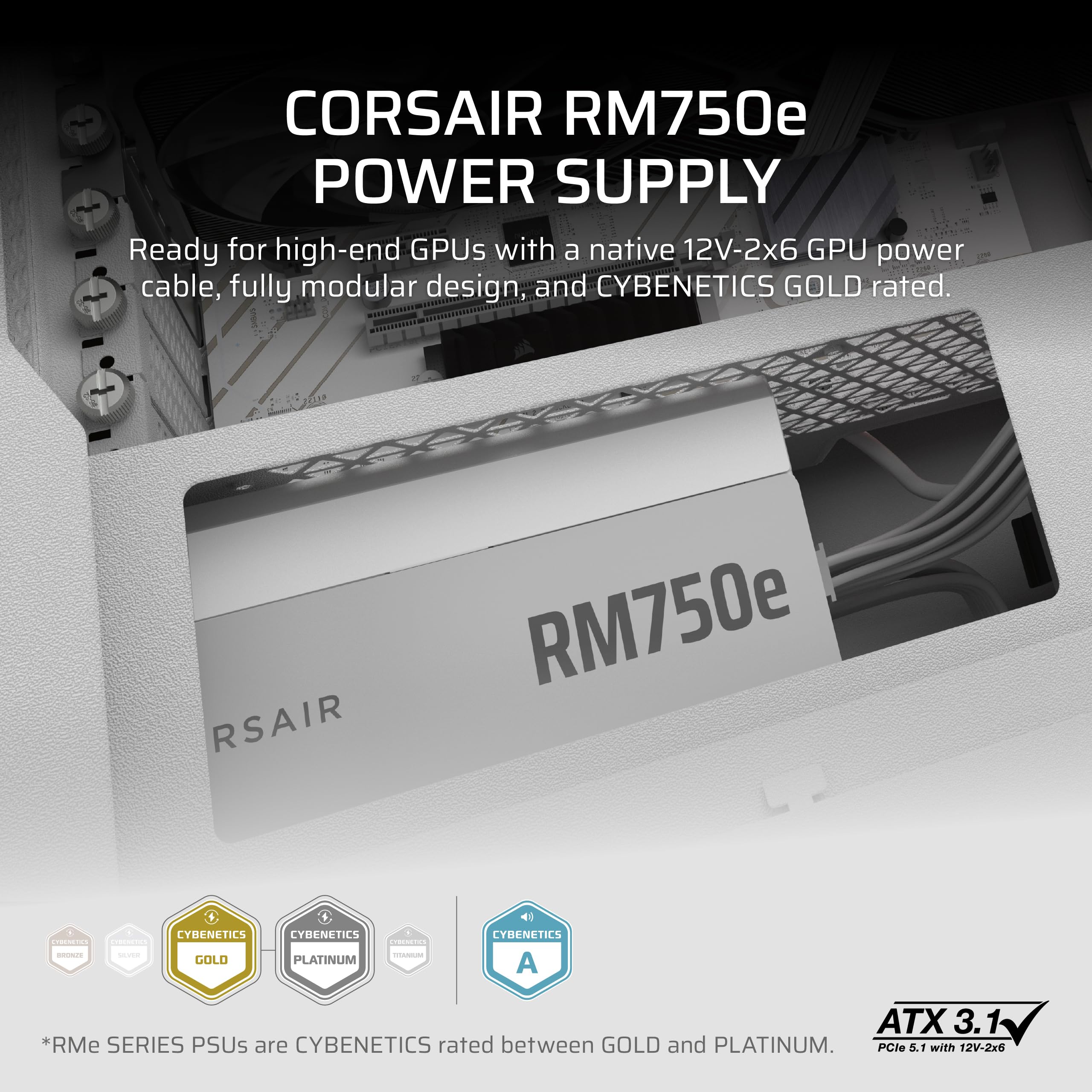 Foto 3 pulgar | Fuente De Alimentación Corsair Rm750e (2025) Totalmente Modular 750w Blanca - Venta Internacional.