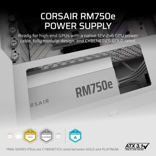 Foto 2 | Fuente De Alimentación Corsair Rm750e (2025) Totalmente Modular 750w Blanca - Venta Internacional.