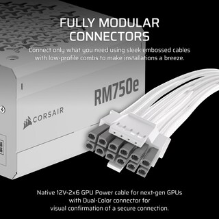 Foto 4 | Fuente De Alimentación Corsair Rm750e (2025) Totalmente Modular 750w Blanca - Venta Internacional.