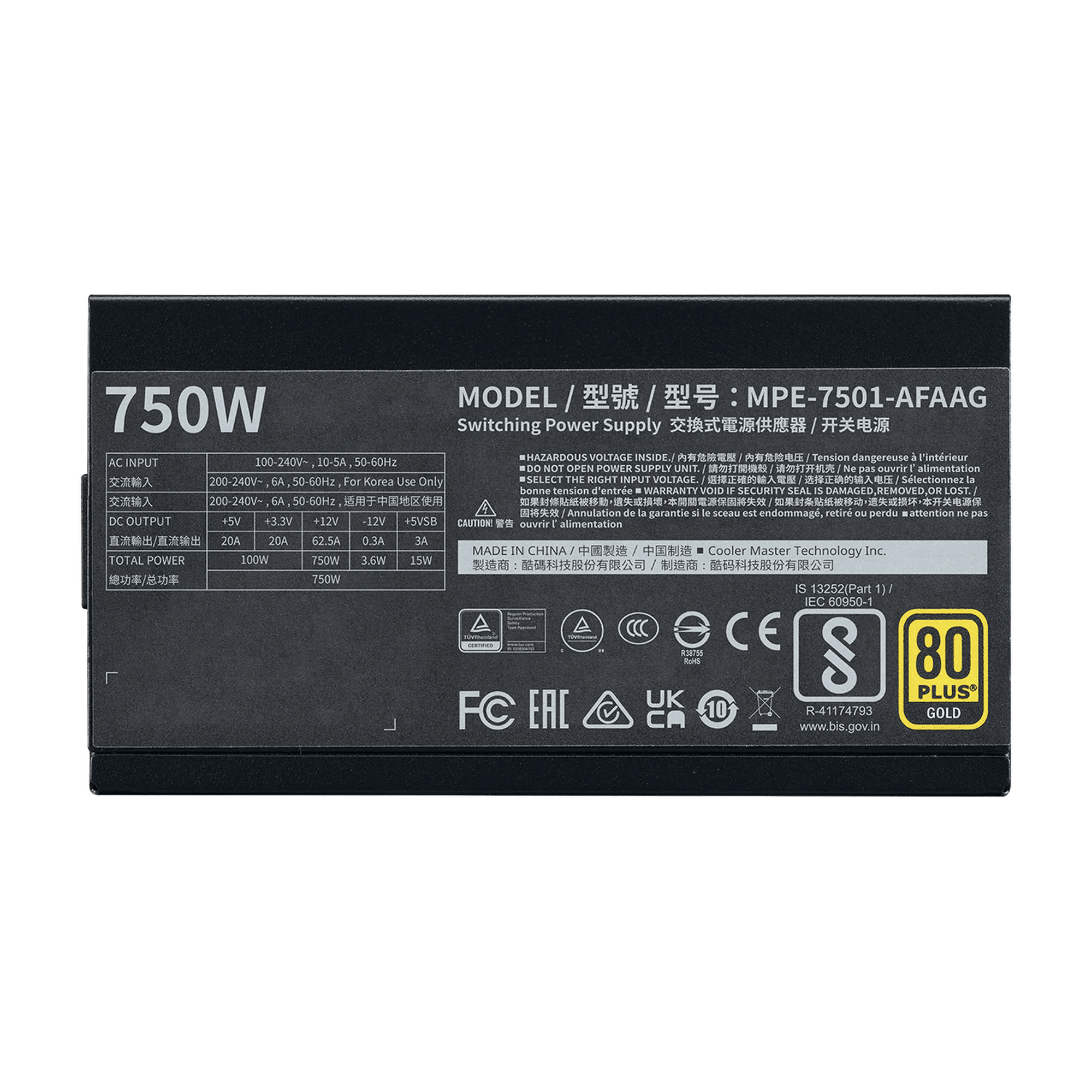 Foto 5 | Fuente Cooler Master Mwe Gold 750 V2 Atx 3.0 750w 80 Plus Full Modular Mpe-7501-afaag-3u2