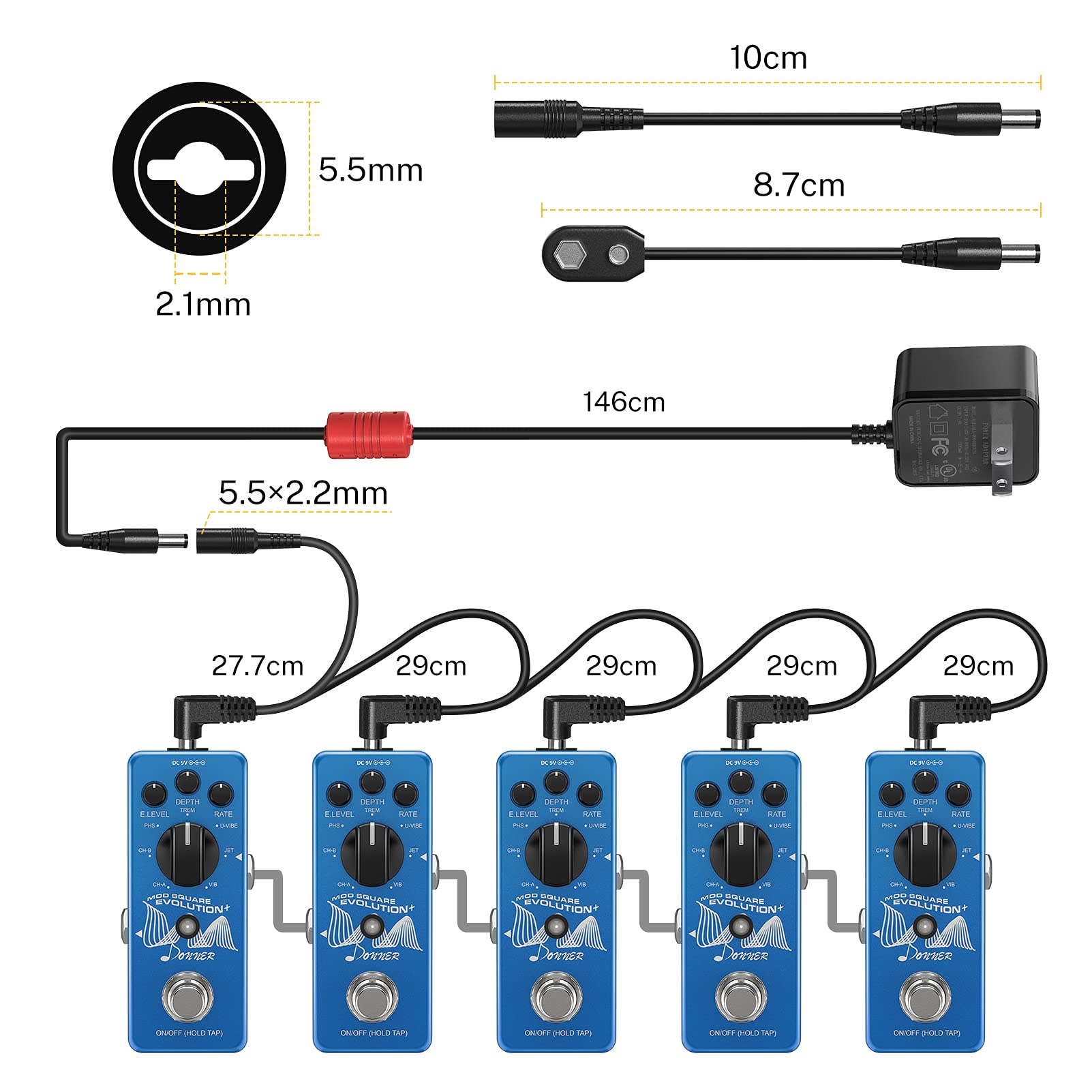 Foto 8 pulgar | Adaptador De Fuente De Alimentación Para Pedal De Guitarra Donner Dpa-100 9v Dc - Venta Internacional.