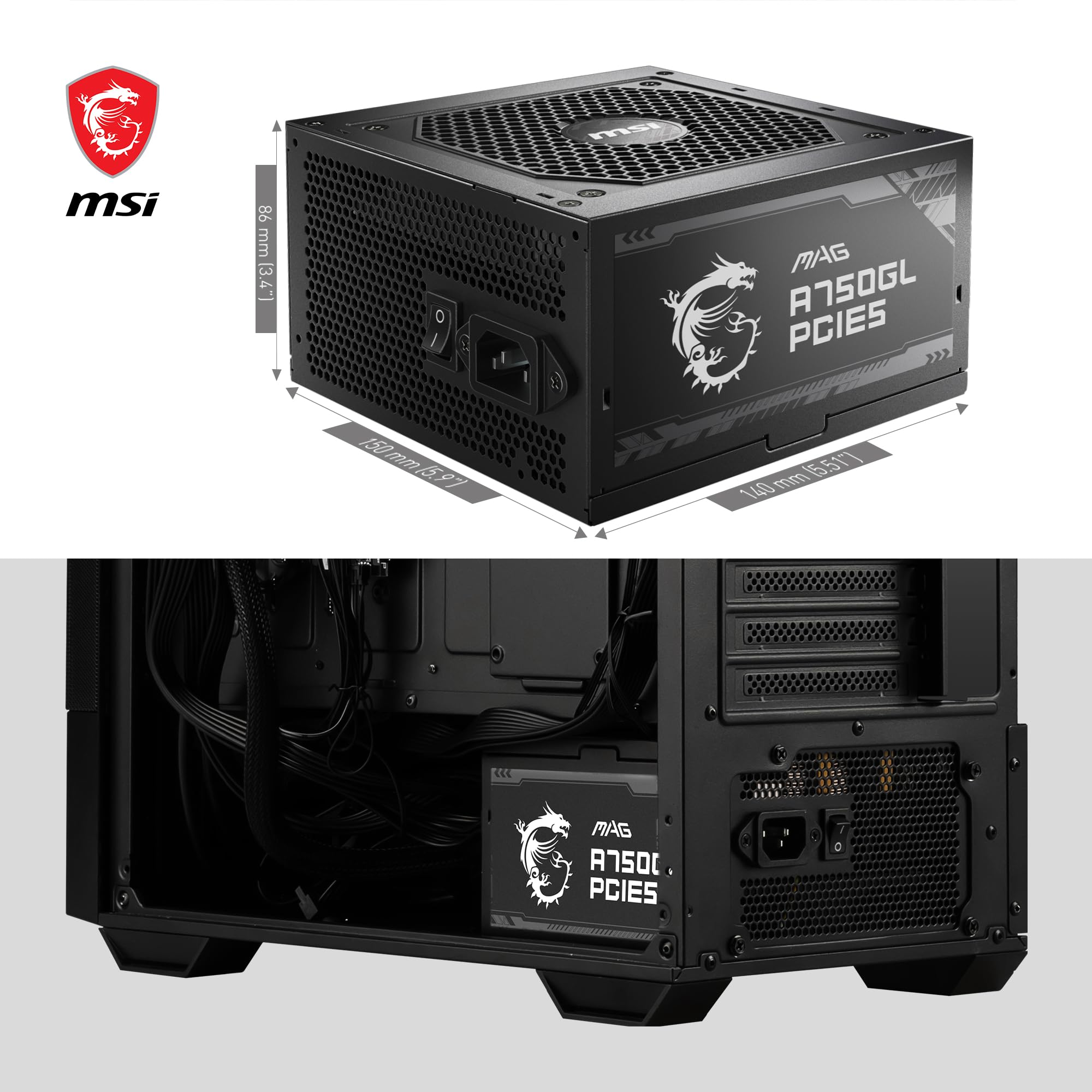 Foto 7 pulgar | Dispositivo De Alimentación Del Sistema Msi Mag A750gl Pcie5 Con Cable De La Ue - Venta Internacional.