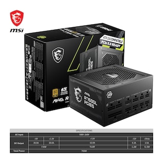 Foto 7 | Dispositivo De Alimentación Del Sistema Msi Mag A750gl Pcie5 Con Cable De La Ue - Venta Internacional.