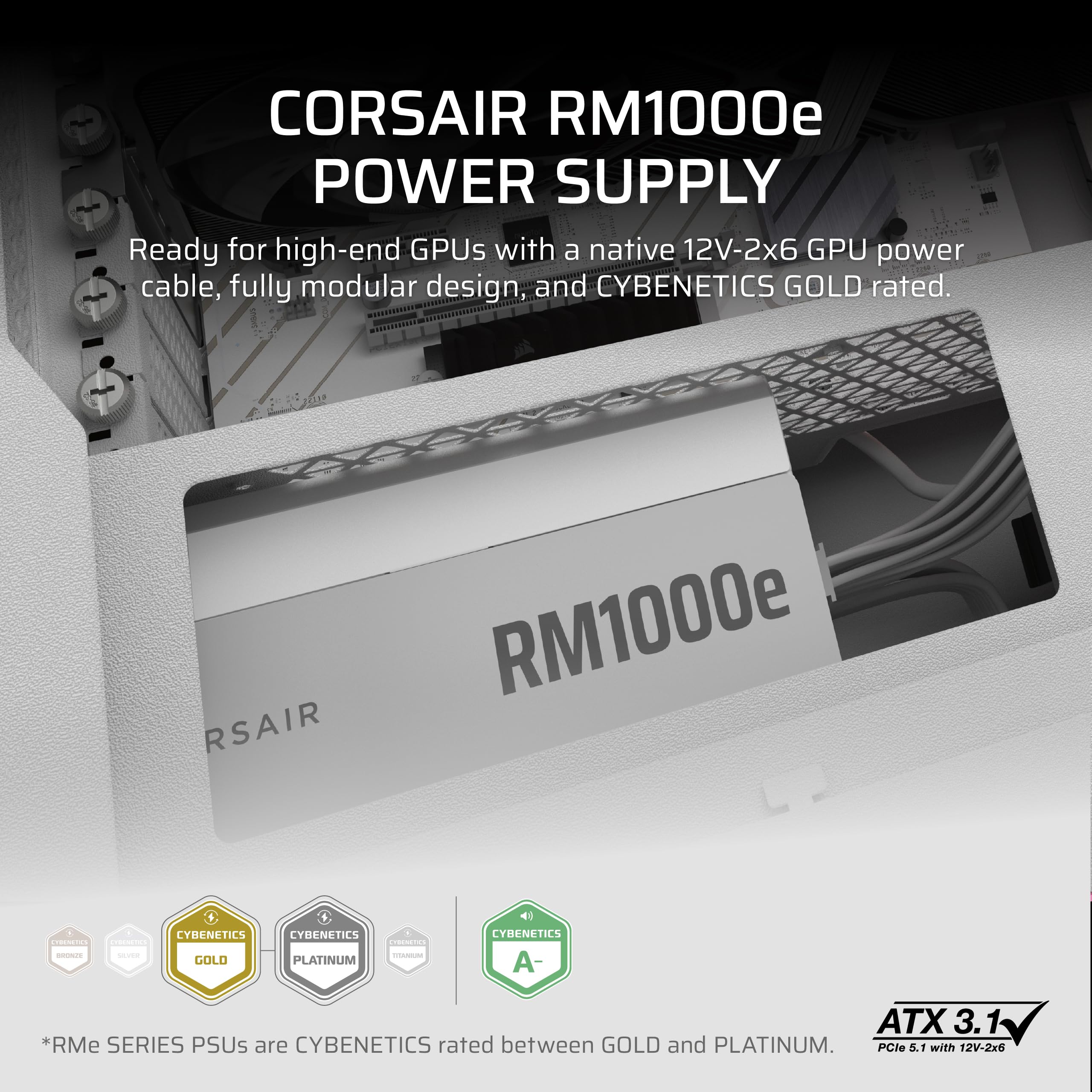 Foto 3 pulgar | Fuente De Alimentación Corsair Rm1000e (2025) 1000w Atx 3.1 Blanca - Venta Internacional.