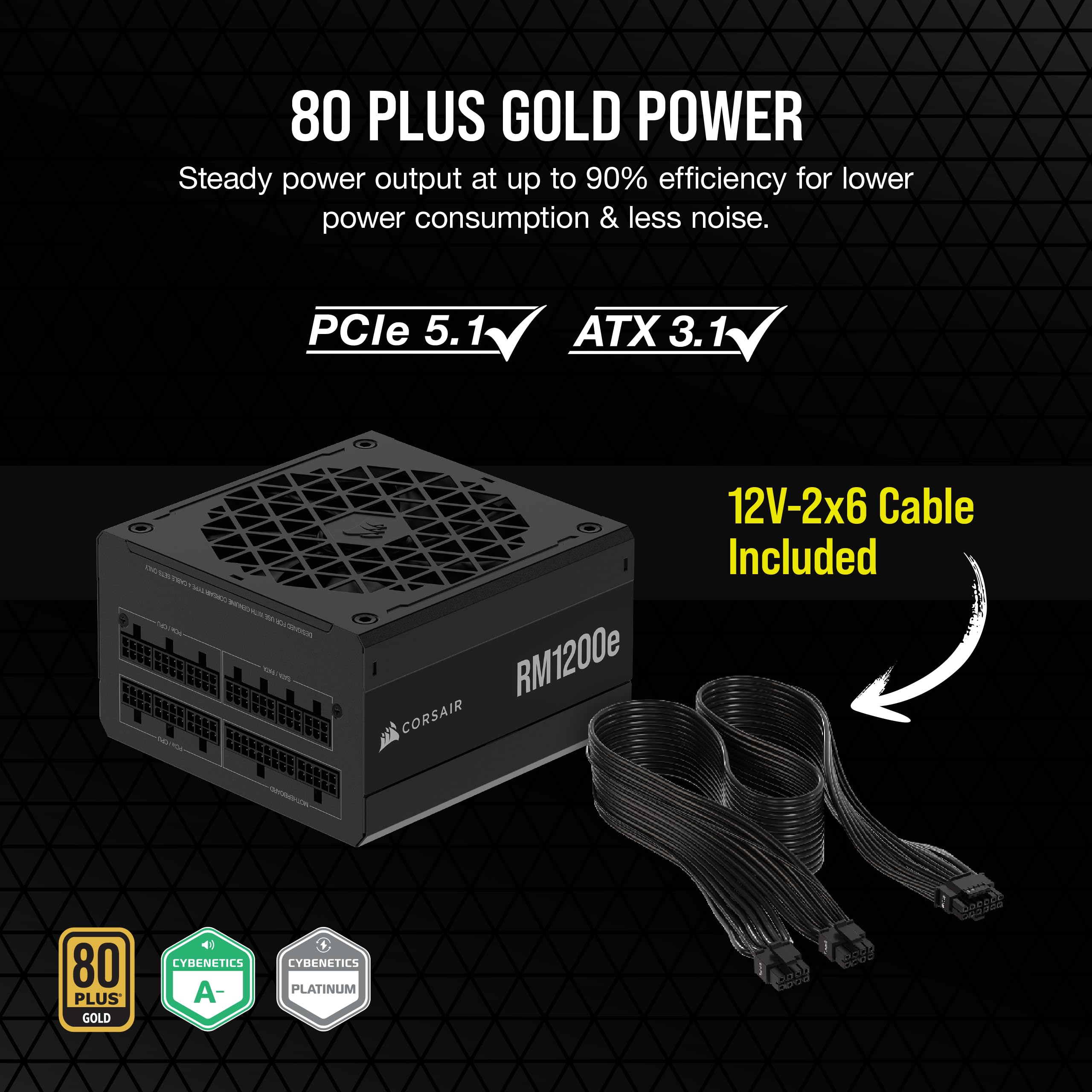 Foto 4 pulgar | Fuente De Alimentación Corsair Rm1200e (2023) 1200w Atx 3.1 Platinum - Venta Internacional.