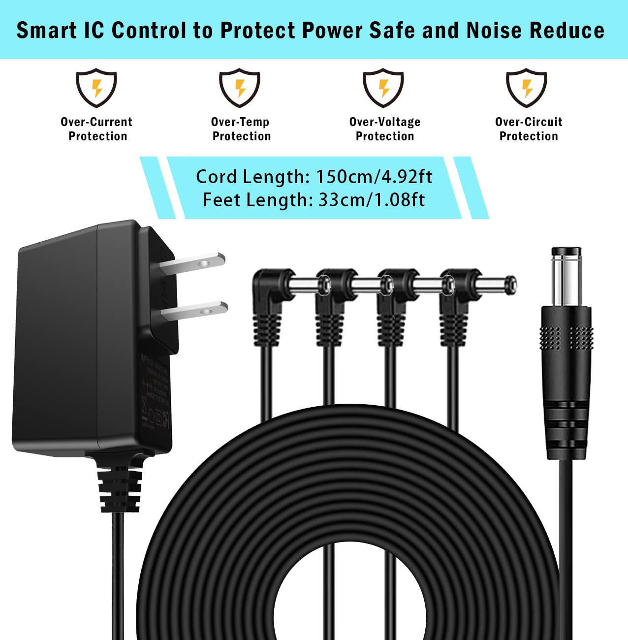 Foto 2 | Fuente De Alimentación Para Pedal De Guitarra Joyo Dc 9v 800ma - 1a Con Cables - Venta Internacional.