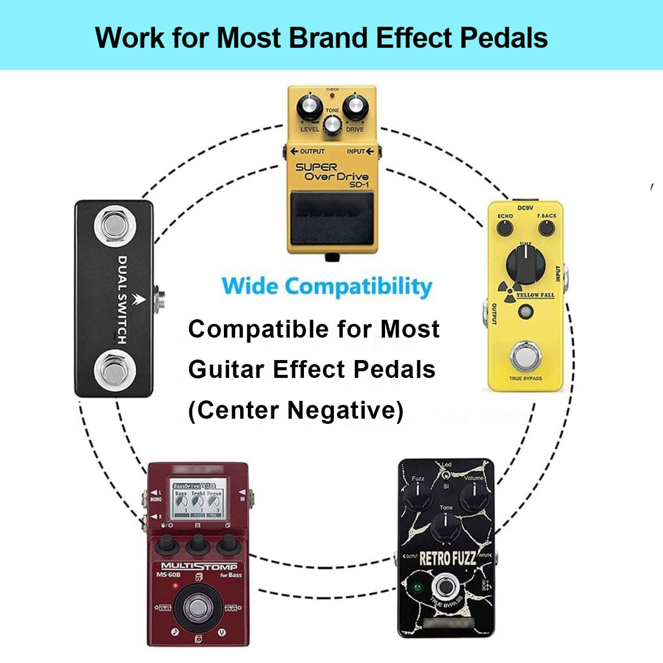 Foto 5 pulgar | Fuente De Alimentación Para Pedal De Guitarra Joyo Dc 9v 800ma - 1a Con Cables - Venta Internacional.
