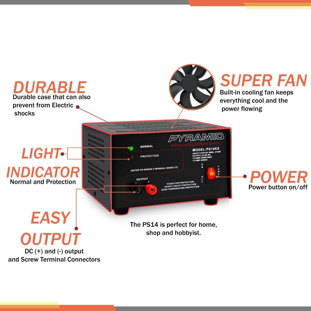 Foto 3 | Fuente De Alimentación De Sobremesa Pyramid Ps14kx 12a 13.8v Dc 115v Ac 270w - Venta Internacional.