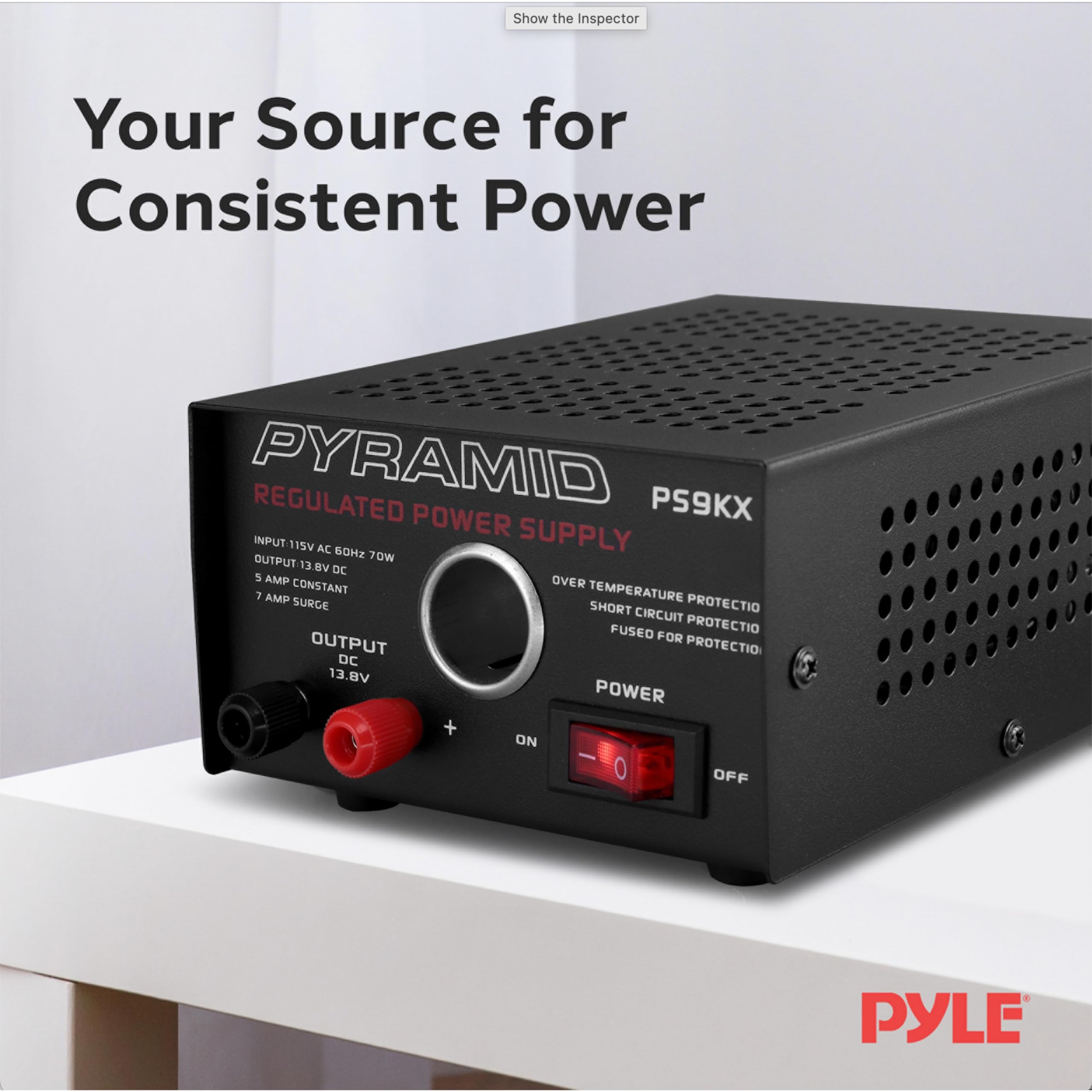 Foto 8 pulgar | Fuente De Alimentación De Sobremesa Pyramid Ps9kx 5a 13,8 V Dc 115 V Ac 70 W - Venta Internacional.