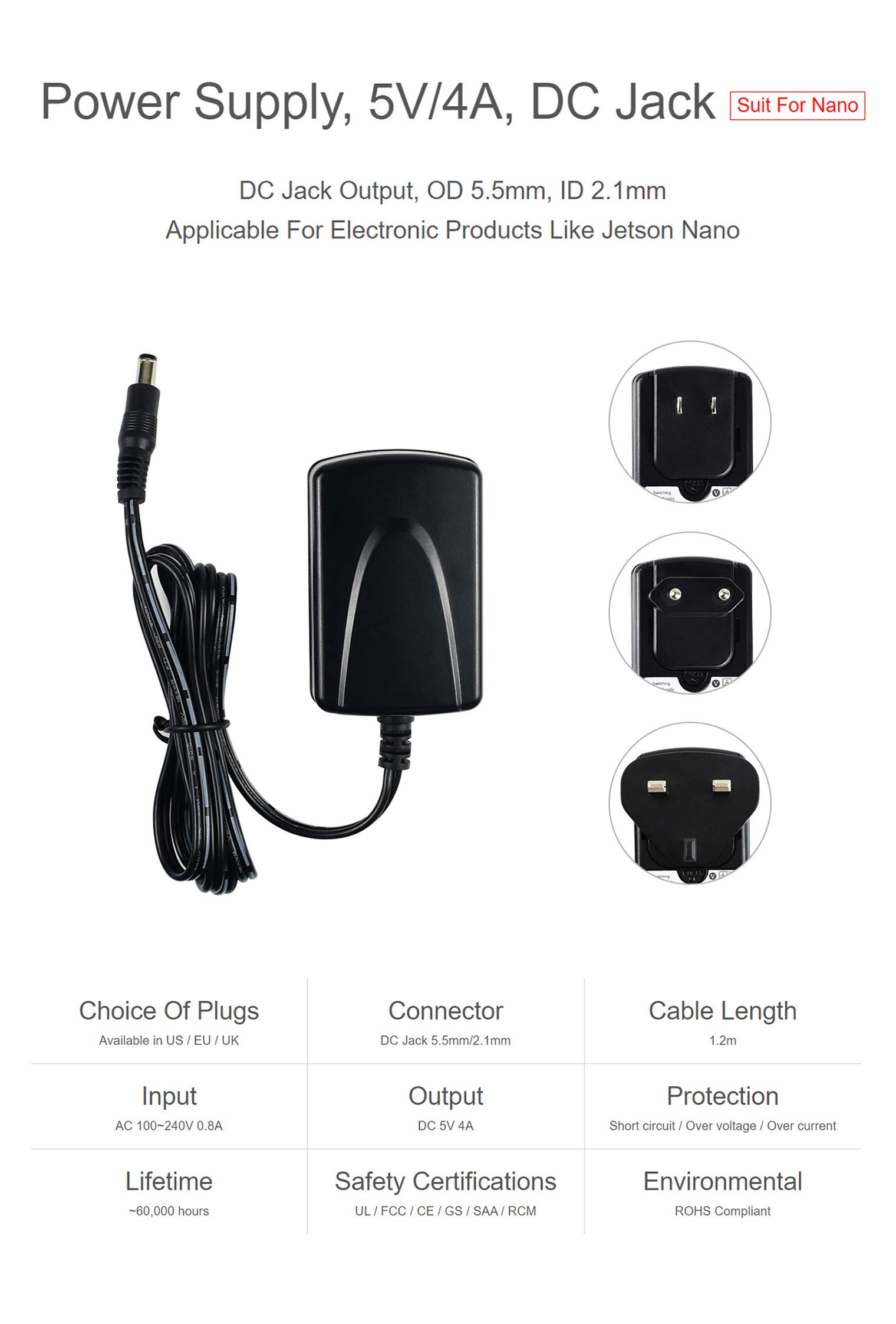 Foto 4 | Fuente De Alimentación Waveshare Para Jetson Nano 5v 4a 100-240v - Venta Internacional.