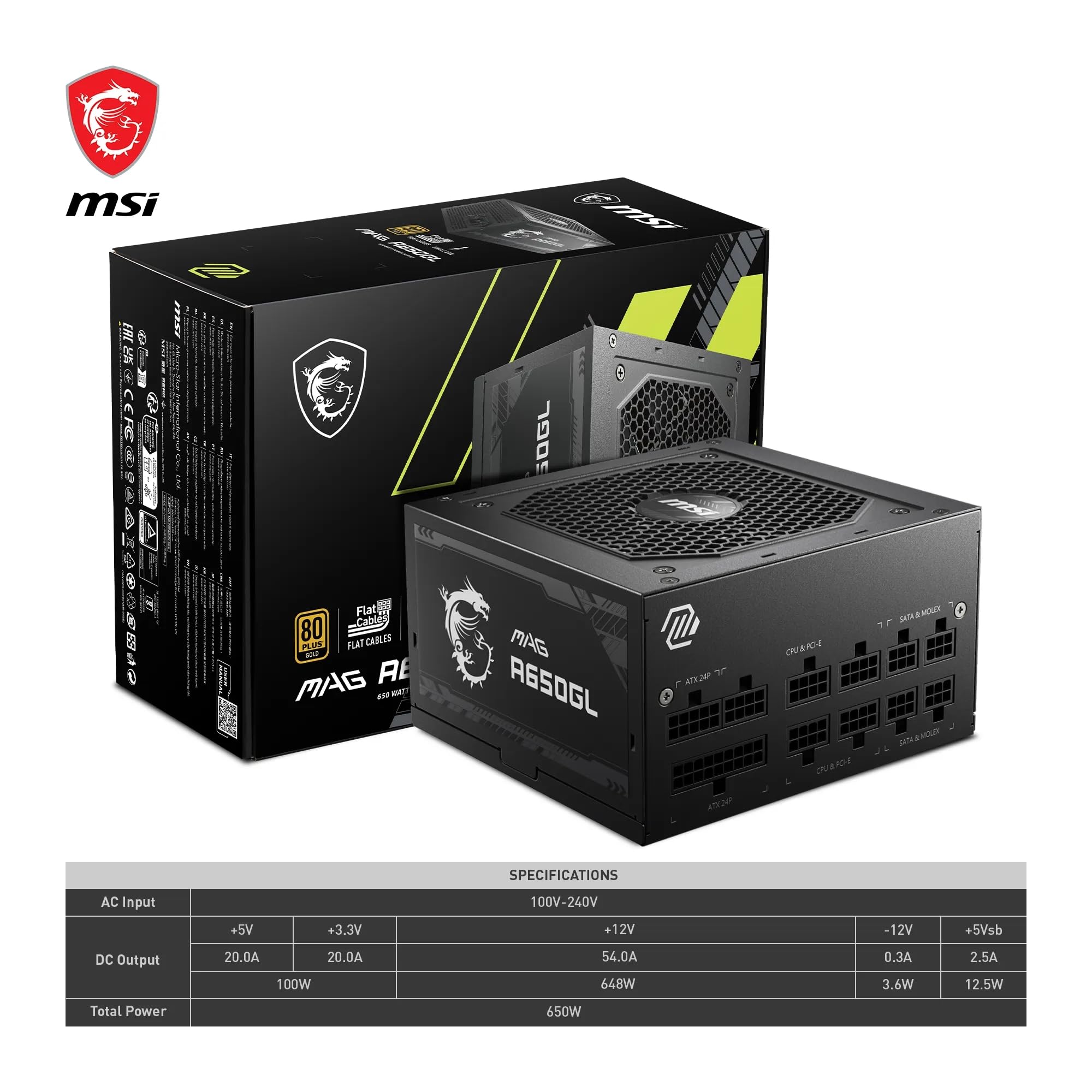 Foto 8 pulgar | Fuente De Alimentación Msi Mag A650gl 650w 80 Plus Gold 80+ Gold - Venta Internacional.