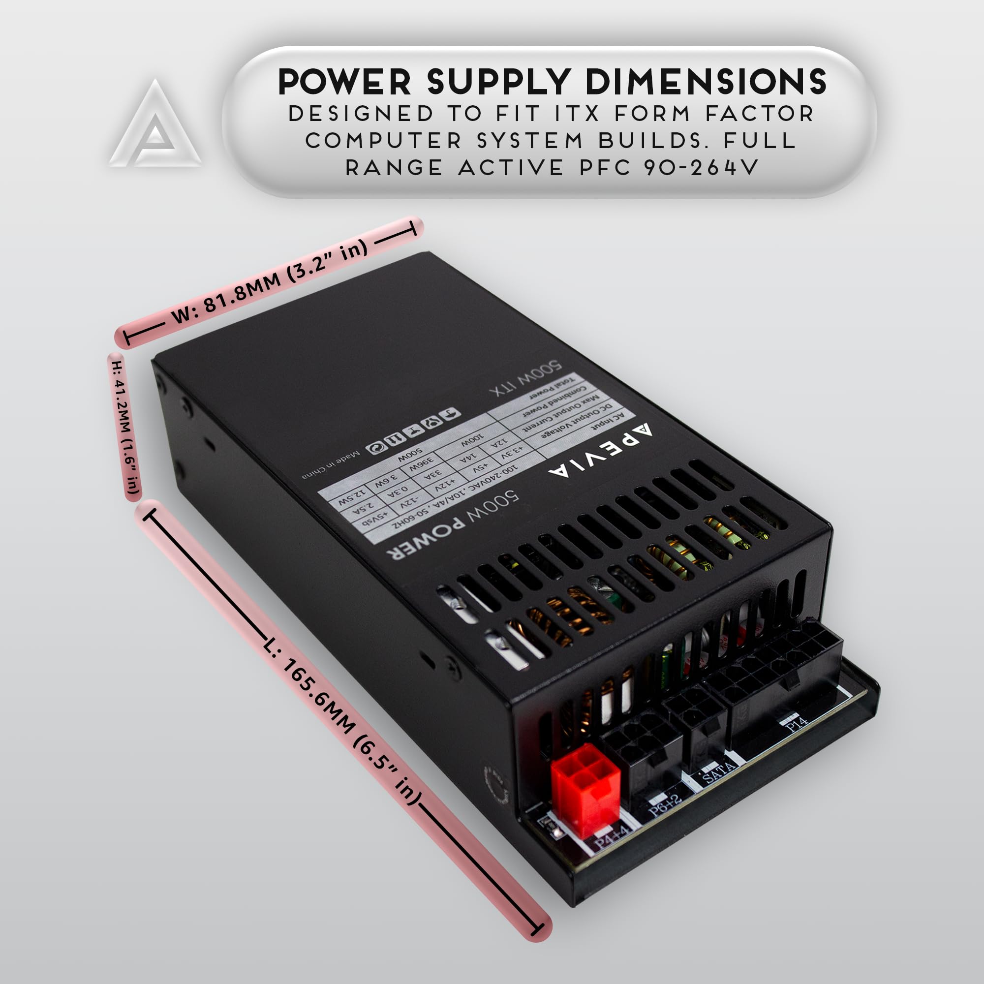 Foto 4 pulgar | Fuente De Alimentación Apevia Itx-pfc500w Mini Itx/flex Atx 500w 90-264v - Venta Internacional.