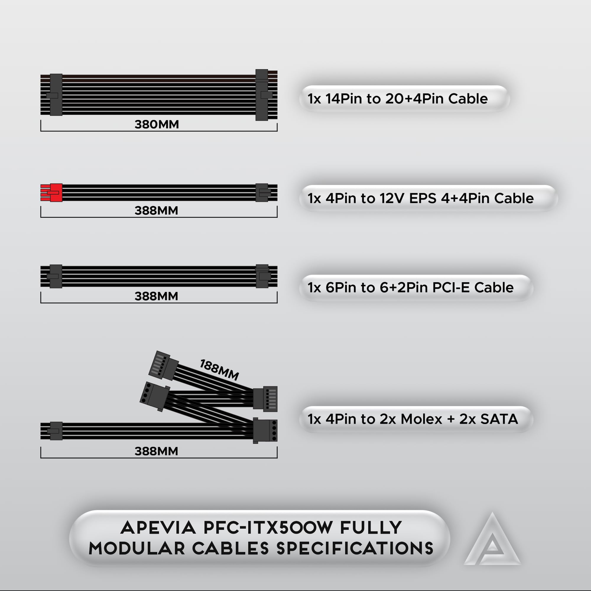 Foto 7 pulgar | Fuente De Alimentación Apevia Itx-pfc500w Mini Itx/flex Atx 500w 90-264v - Venta Internacional.
