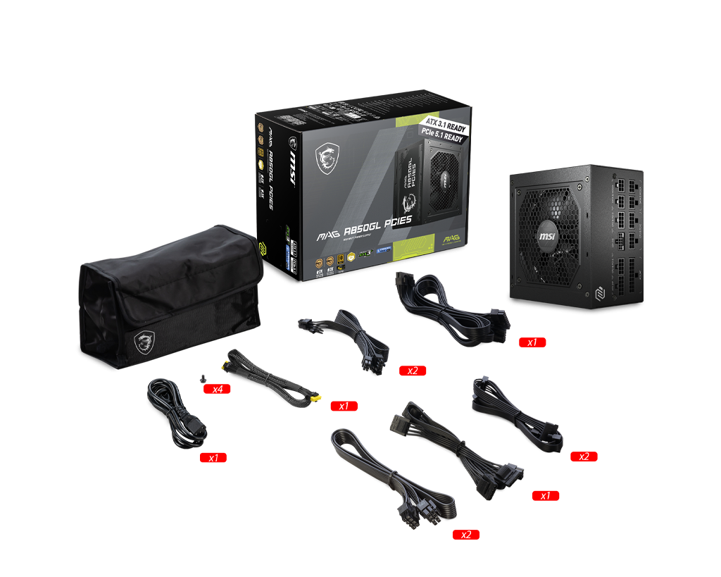 Foto 6 pulgar | Fuente Msi Mag A850gl 850w 80 Plus Gold Pciex5.0 Full Modular Atx Mag A850gl Pcie5