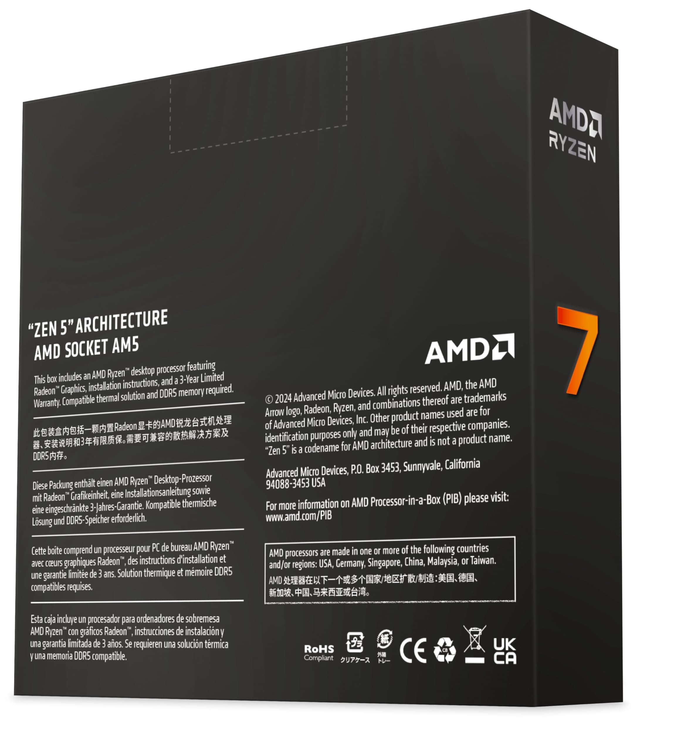 Foto 2 | Procesador Amd Ryzen™ 7 9700x De 8 Núcleos Y 16 Subprocesos Desbloqueado - Venta Internacional.