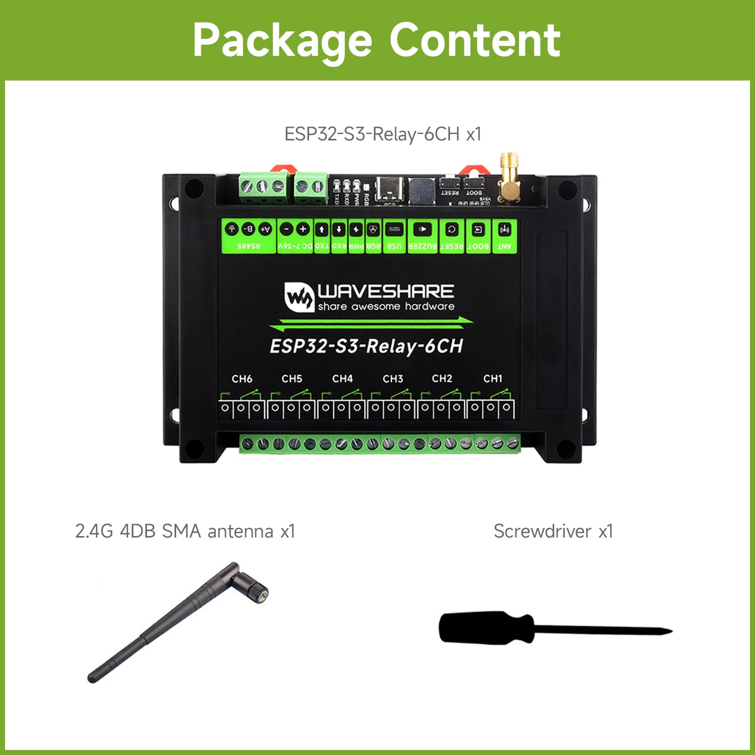 Foto 3 pulgar | Módulo De Relé Wifi Industrial Waveshare Esp32-s3 De 6 Canales - Venta Internacional.