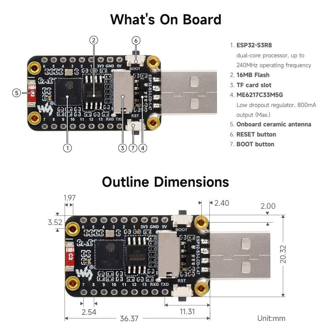 Foto 7 pulgar | Placa De Desarrollo Waveshare Esp32-s3 Lcd De 1 47 Pulgadas Con Wifi Y Ble - Venta Internacional.