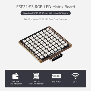 Foto 3 | Placa De Desarrollo Waveshare Esp32-s3-matrix Con Led Rgb 8x8 - Venta Internacional.