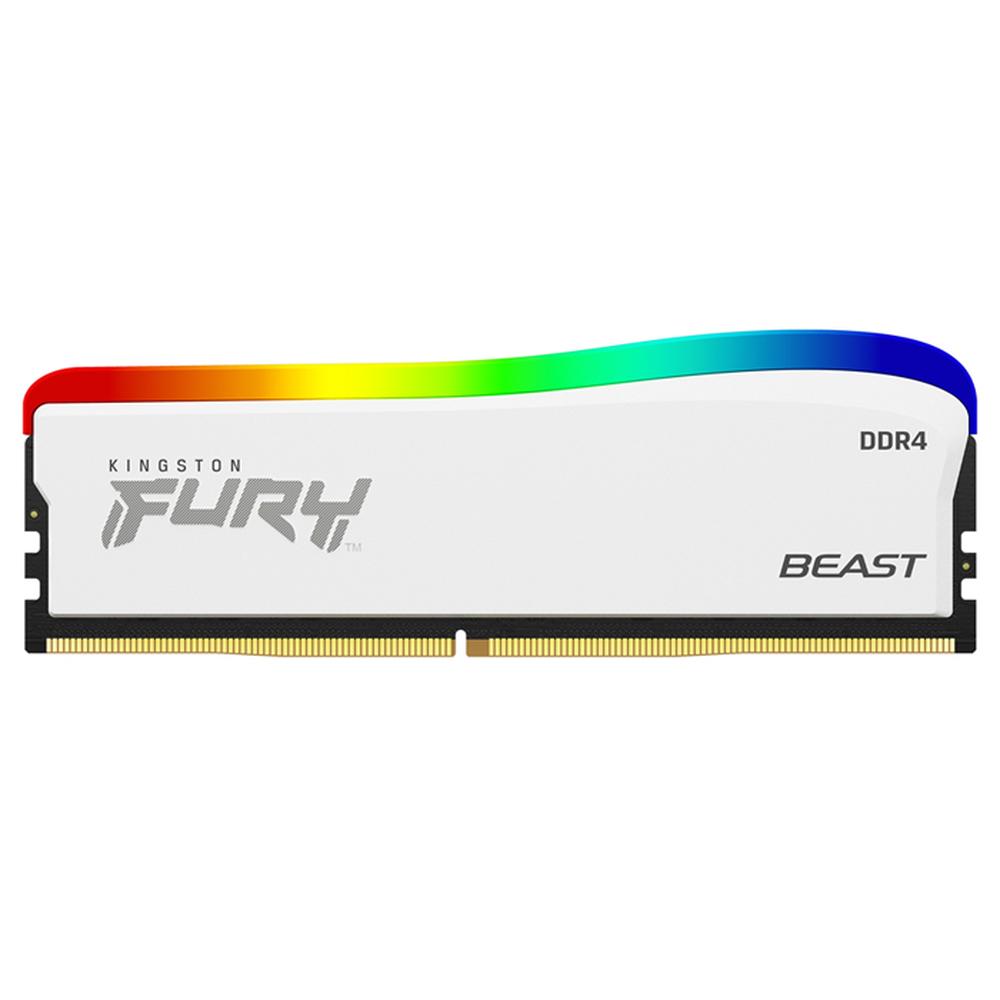 Foto 2 pulgar | Memoria Ram Ddr4 8 gb 3600mhz Kingston Fury Beast Rgb Blanco Kf436c17bwa/8