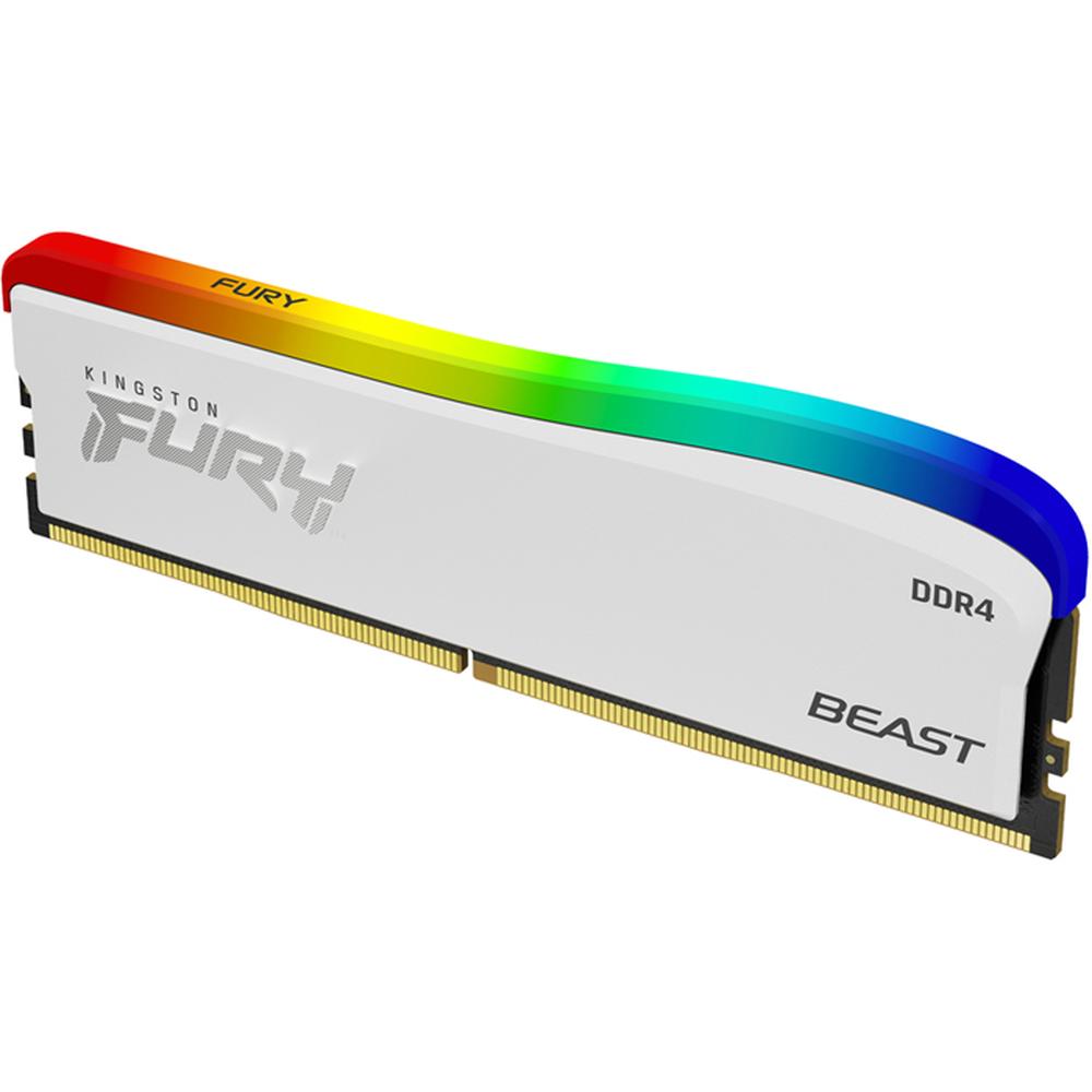Foto 3 pulgar | Memoria Ram Ddr4 8 gb 3600mhz Kingston Fury Beast Rgb Blanco Kf436c17bwa/8