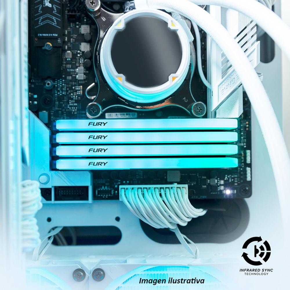 Foto 6 pulgar | Memoria Ram Ddr4 8 gb 3600mhz Kingston Fury Beast Rgb Blanco Kf436c17bwa/8