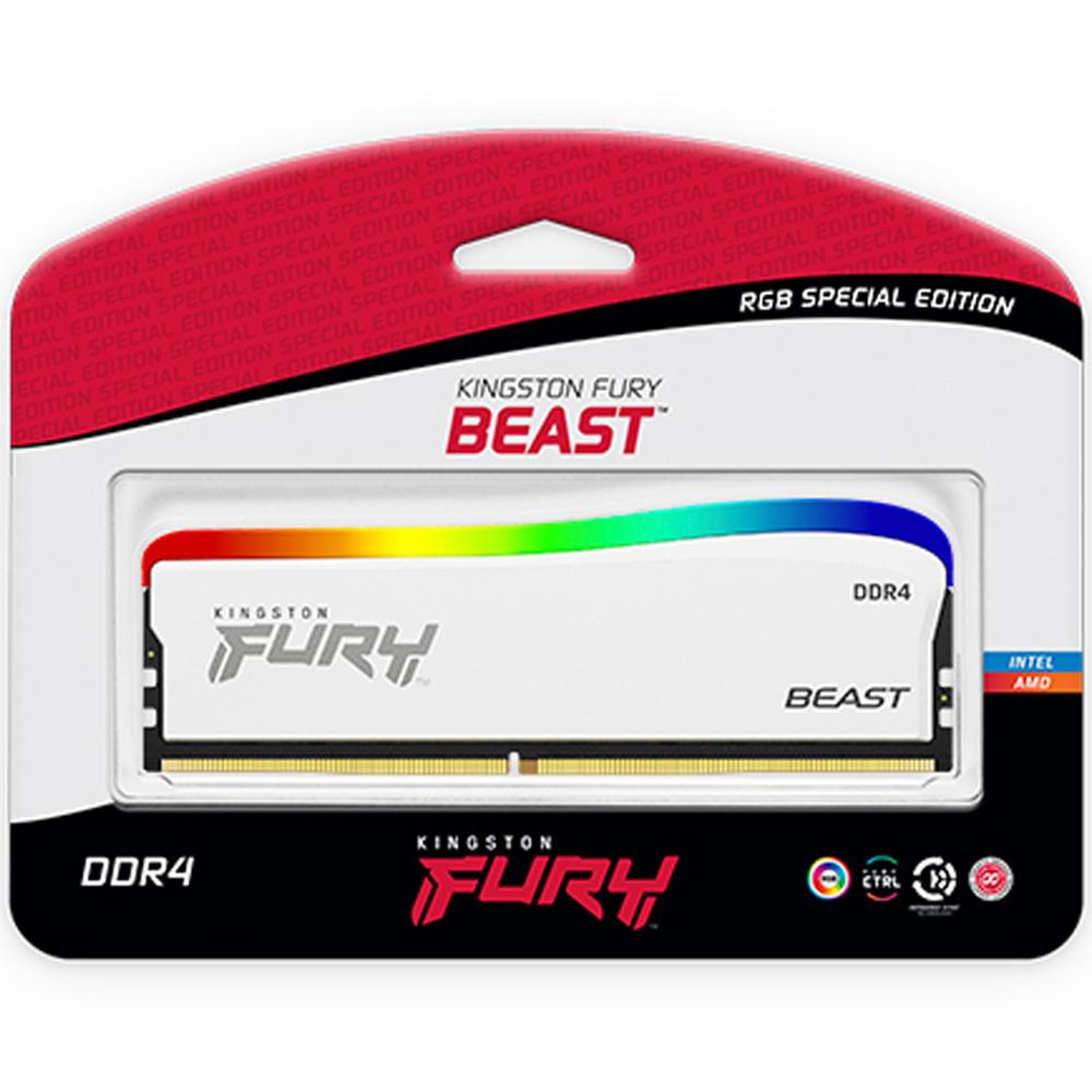 Foto 7 pulgar | Memoria Ram Ddr4 8 gb 3600mhz Kingston Fury Beast Rgb Blanco Kf436c17bwa/8