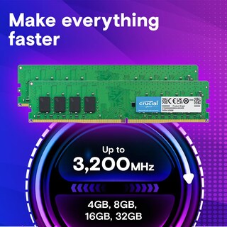 Foto 2 | Memoria Ram Crucial 32 Gb 2 X 16 Gb Ddr4 3200 Mhz Cl22 Paquete de 2 - Venta Internacional