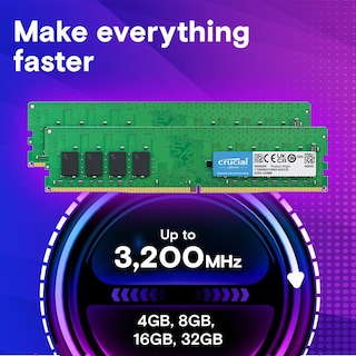 Foto 2 | Ram Crucial - Memoria De Escritorio (4 Gb, Ddr4, 2400 Mhz, Cl17), Color Verde Y Negro - Venta Internacional.