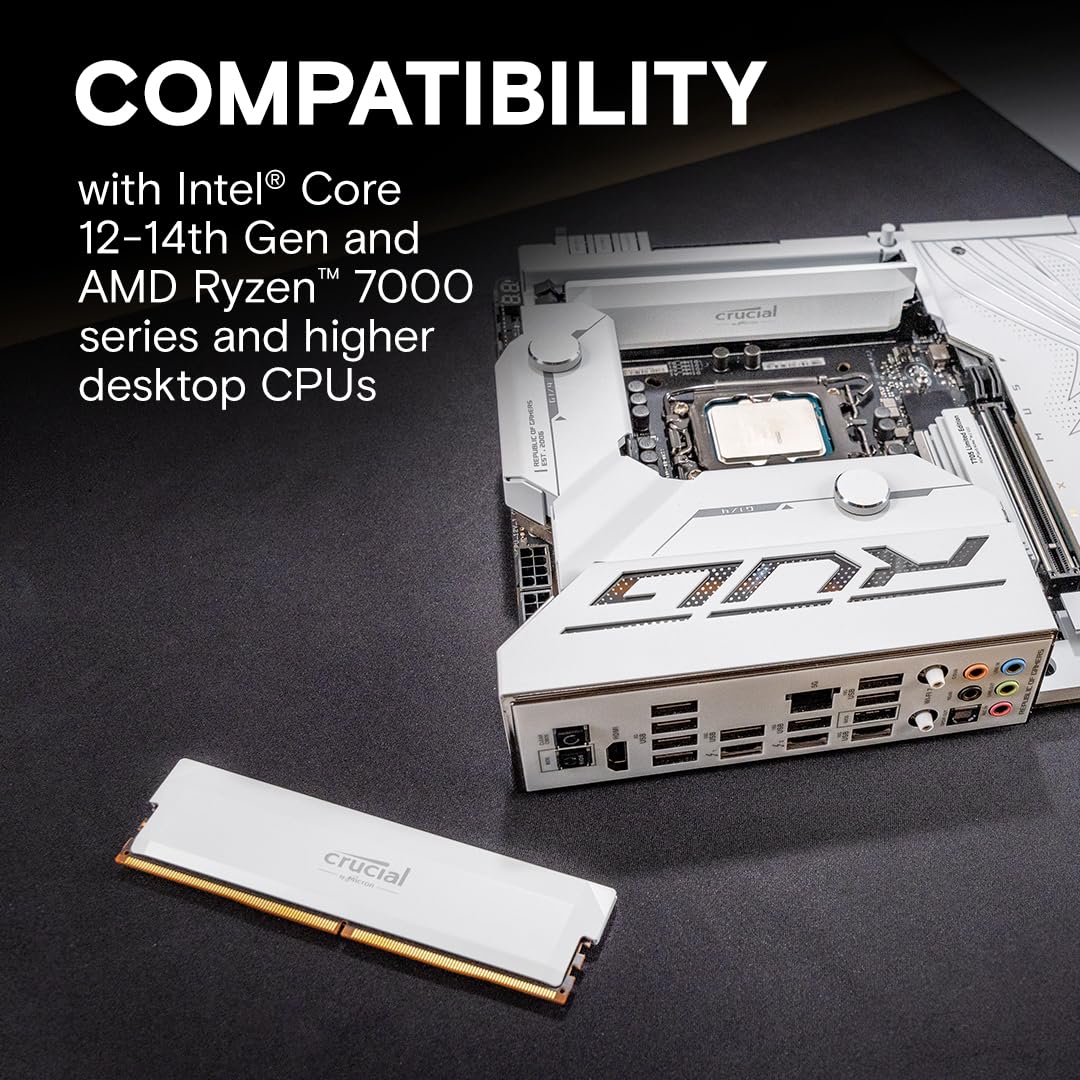 Foto 4 | Kit Ddr5 Ram Crucial Pro De 32 Gb (2 X 16 Gb) Cl36 De 6000 Mhz, Color Blanco - Venta Internacional.