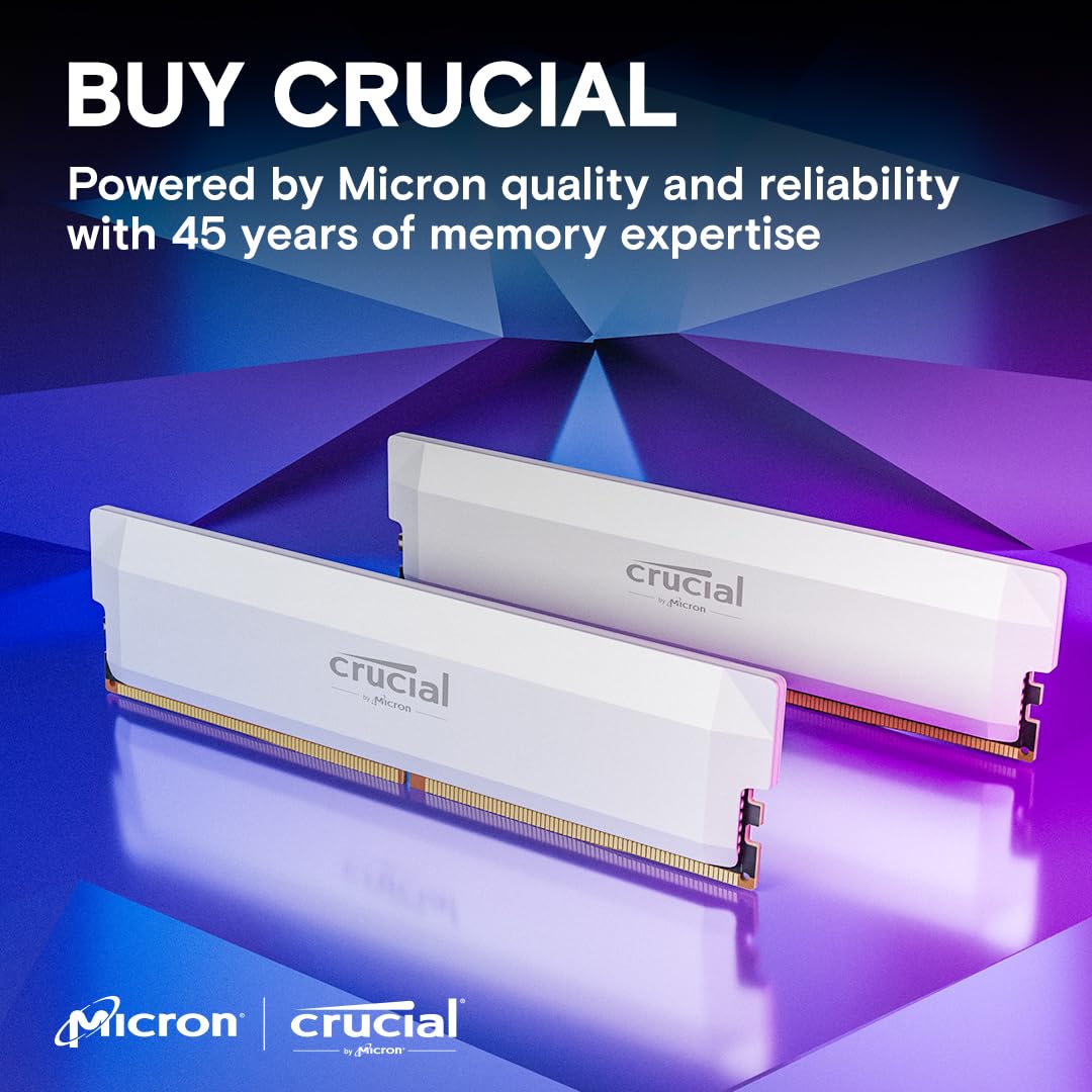 Foto 7 pulgar | Kit Ddr5 Ram Crucial Pro De 32 Gb (2 X 16 Gb) Cl36 De 6000 Mhz, Color Blanco - Venta Internacional.